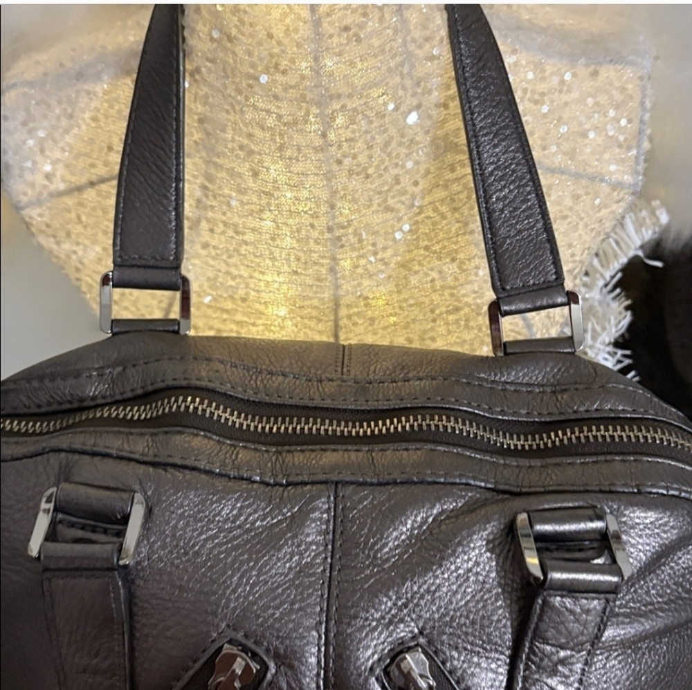 Michael Kors Black Shiny Leather Satchel EUC - Picture 9 of 17